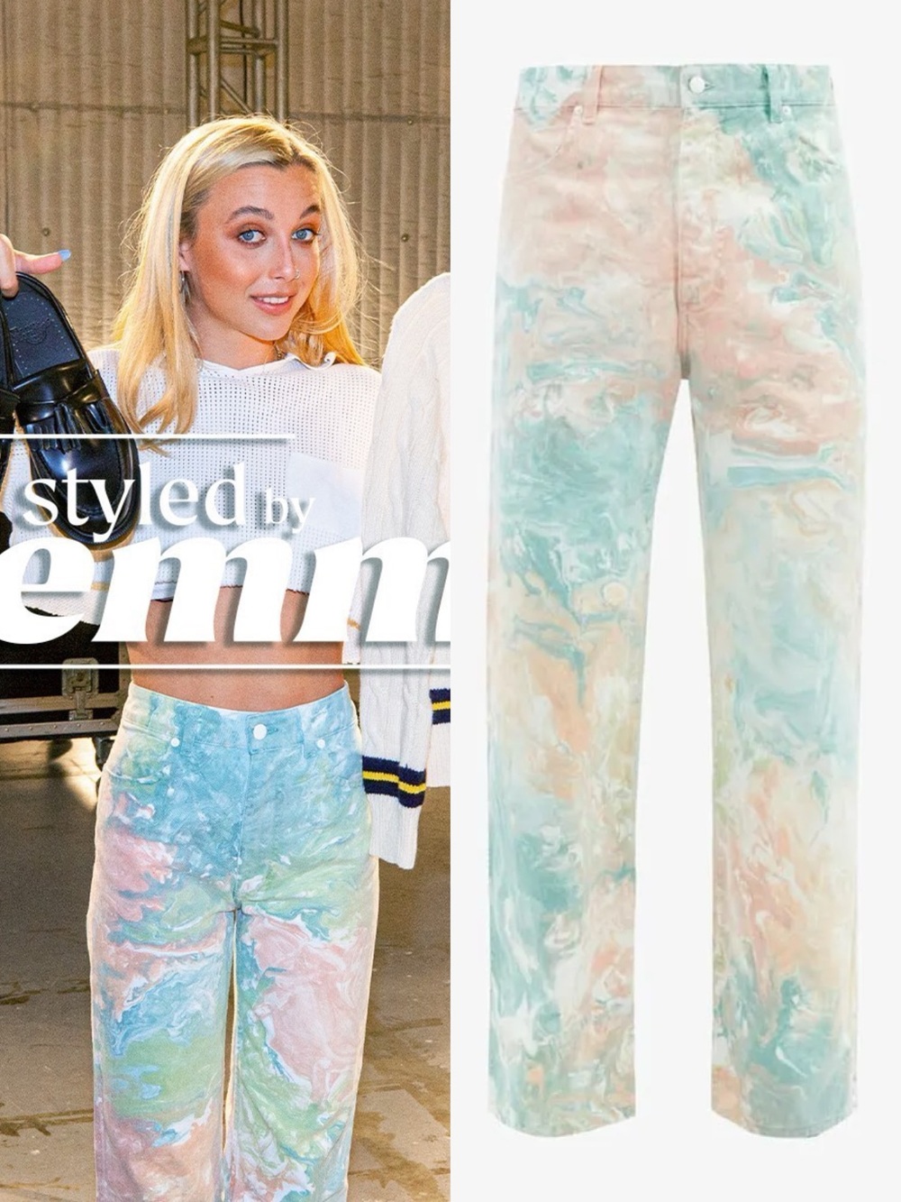 Eckhaus Latta • Marbled Wide Leg Jean pastel paint swirl straight leg loose